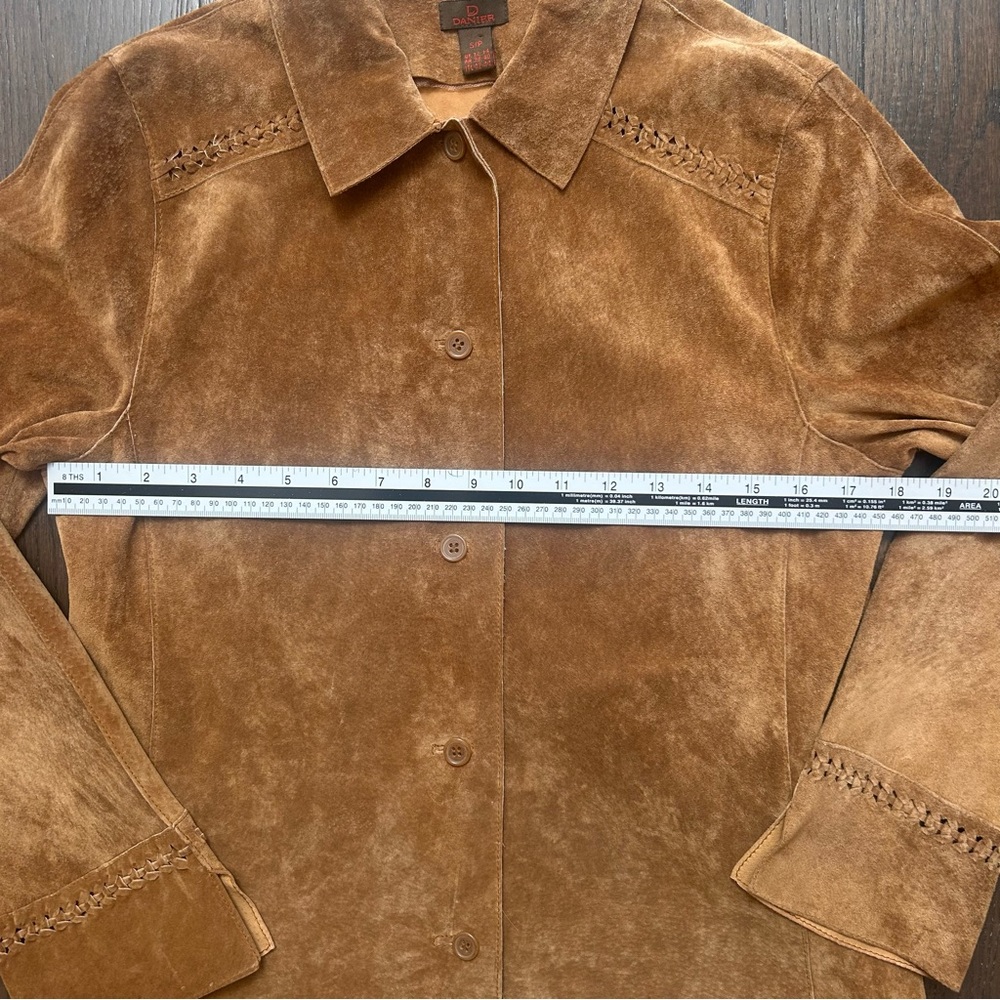 Vintage Danier Canada Leather Suede Women's Jacket Sz S Brown Coat Button Up - Picture 5 of 9